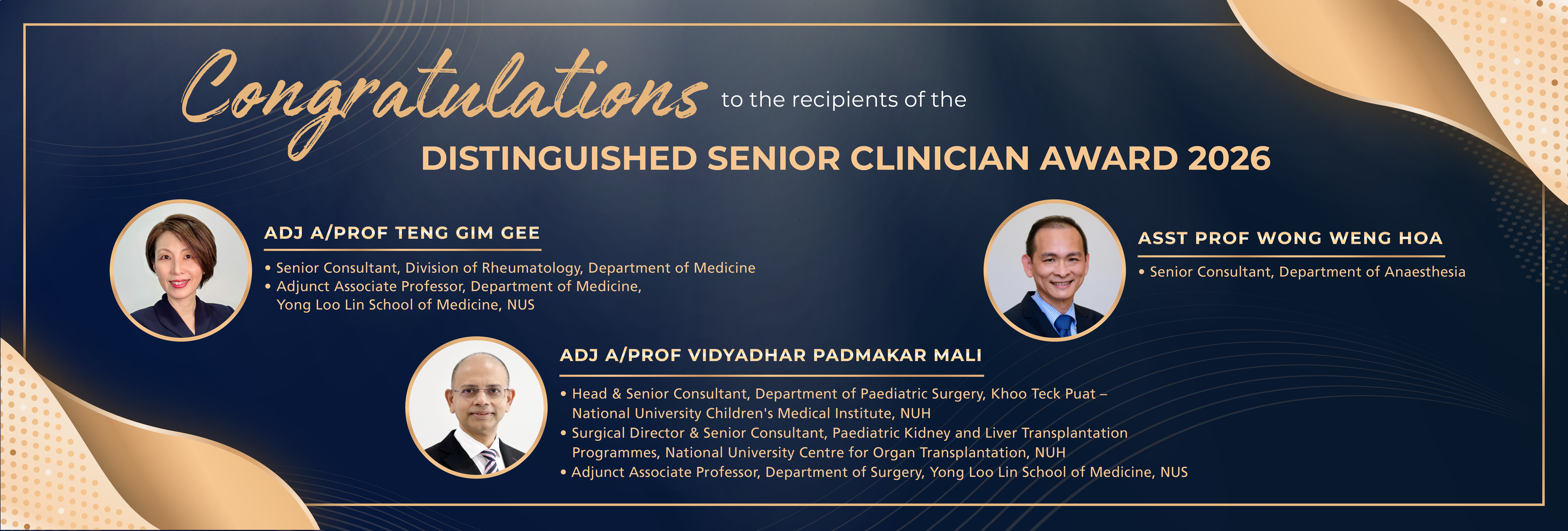 Congratulations to the recipients of the Distinguished Senior Clinician Award 2026!