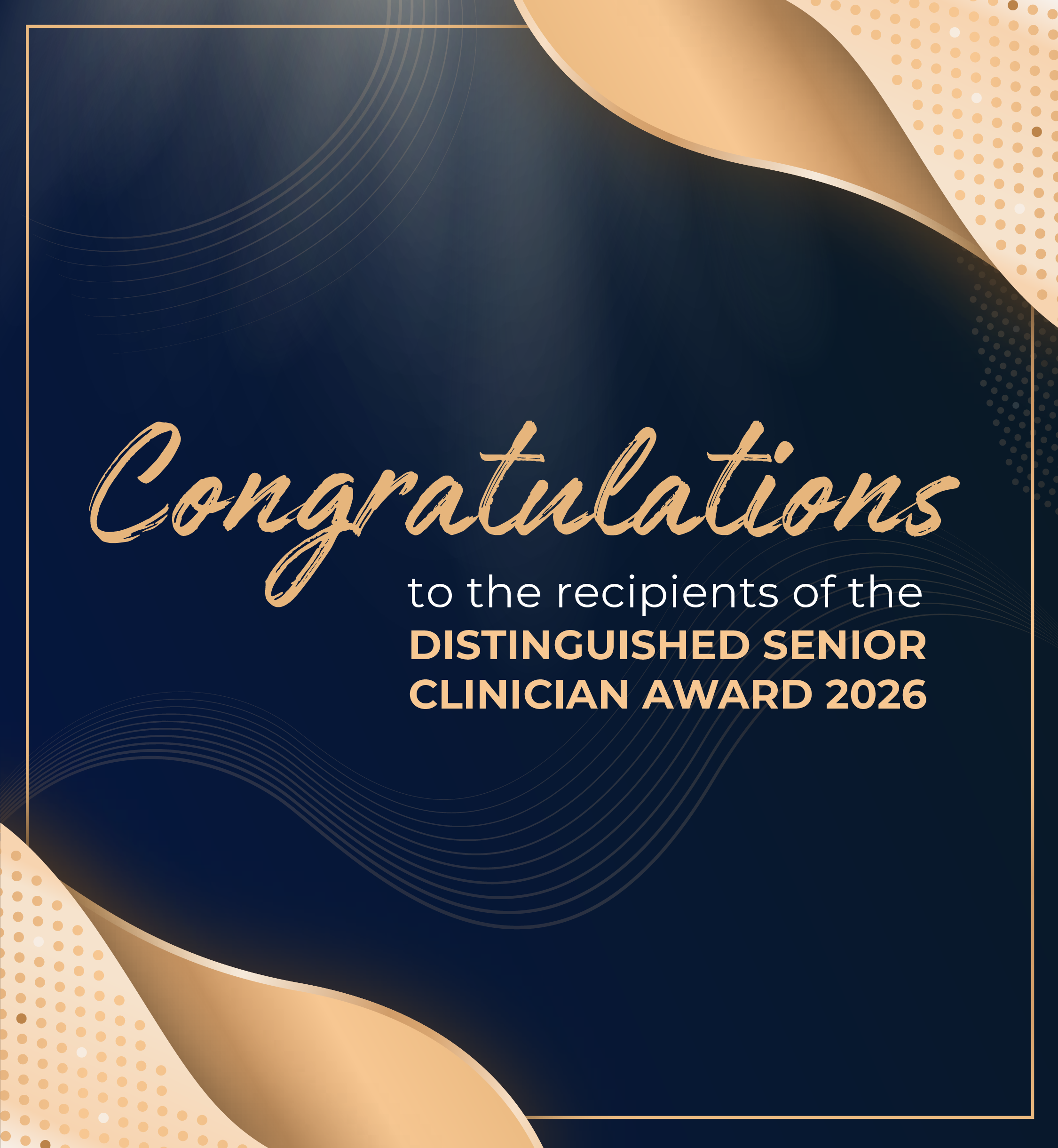 Congratulations to the recipients of the Distinguished Senior Clinician Award 2026!