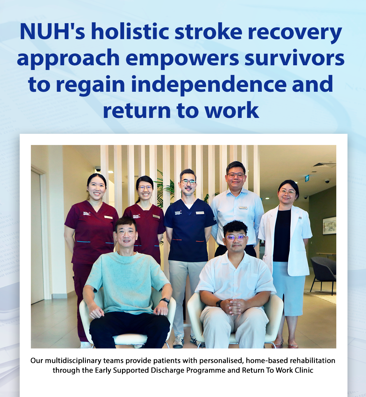 NUH's holistic stroke recovery approach empowers survivors to regain independence and return to work