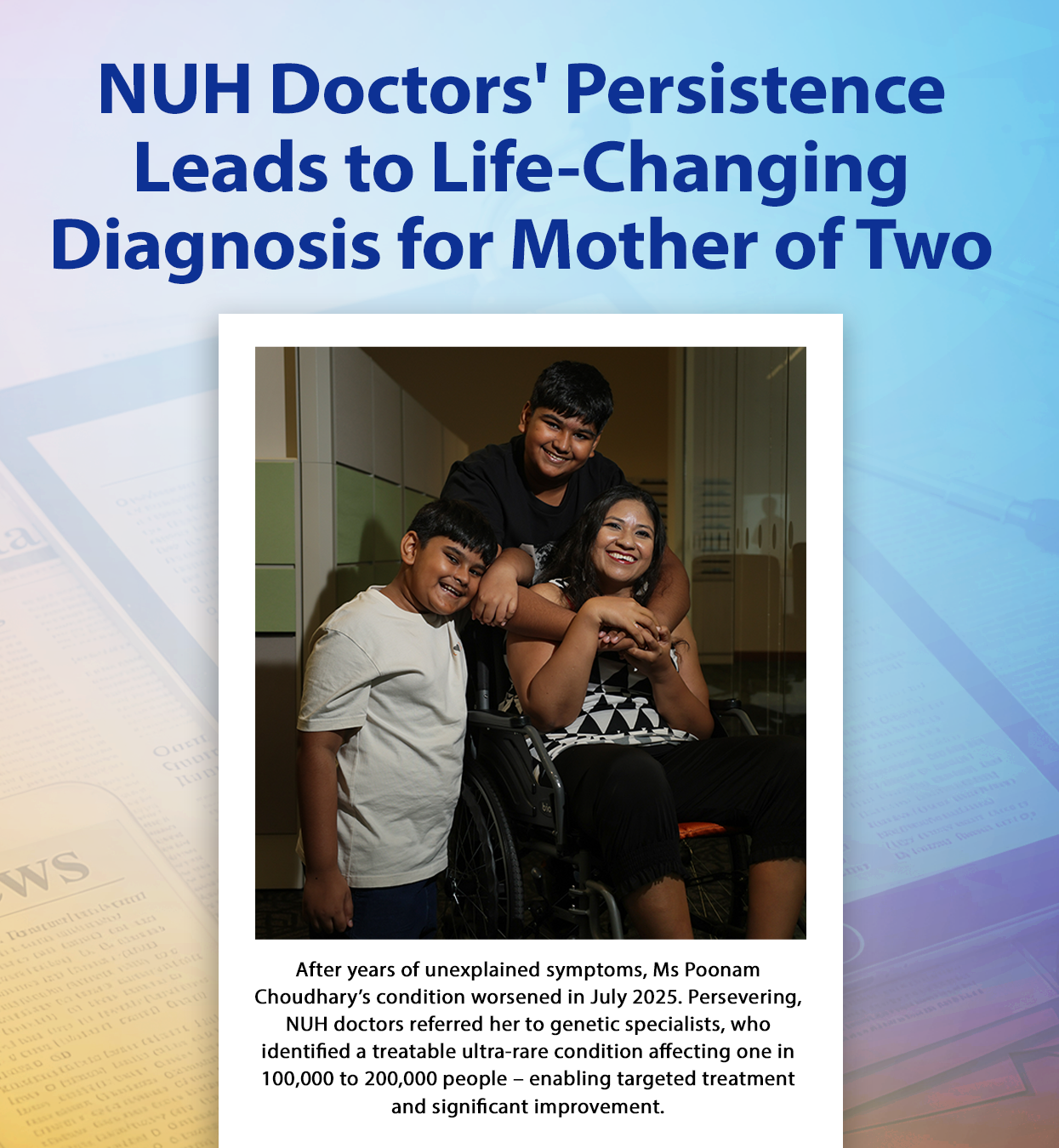 NUH Doctors' Persistence Leads to Life-Changing Diagnosis for Mother of Two
