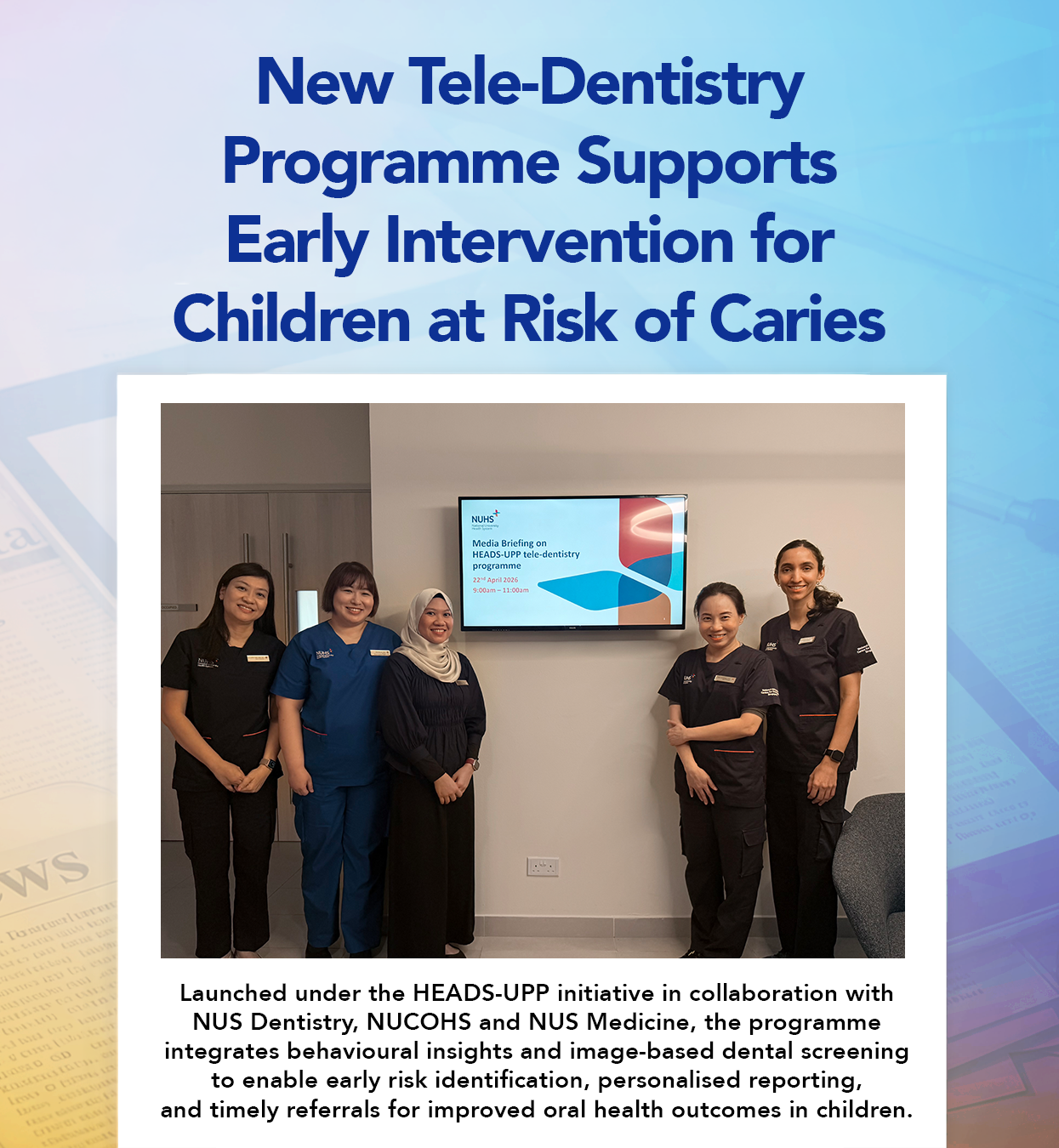 New Tele-Dentistry Programme Supports Early Intervention for Children at Risk of Caries