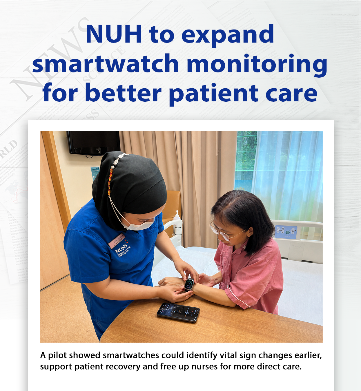 NUH to expand smartwatch monitoring for better patient care
