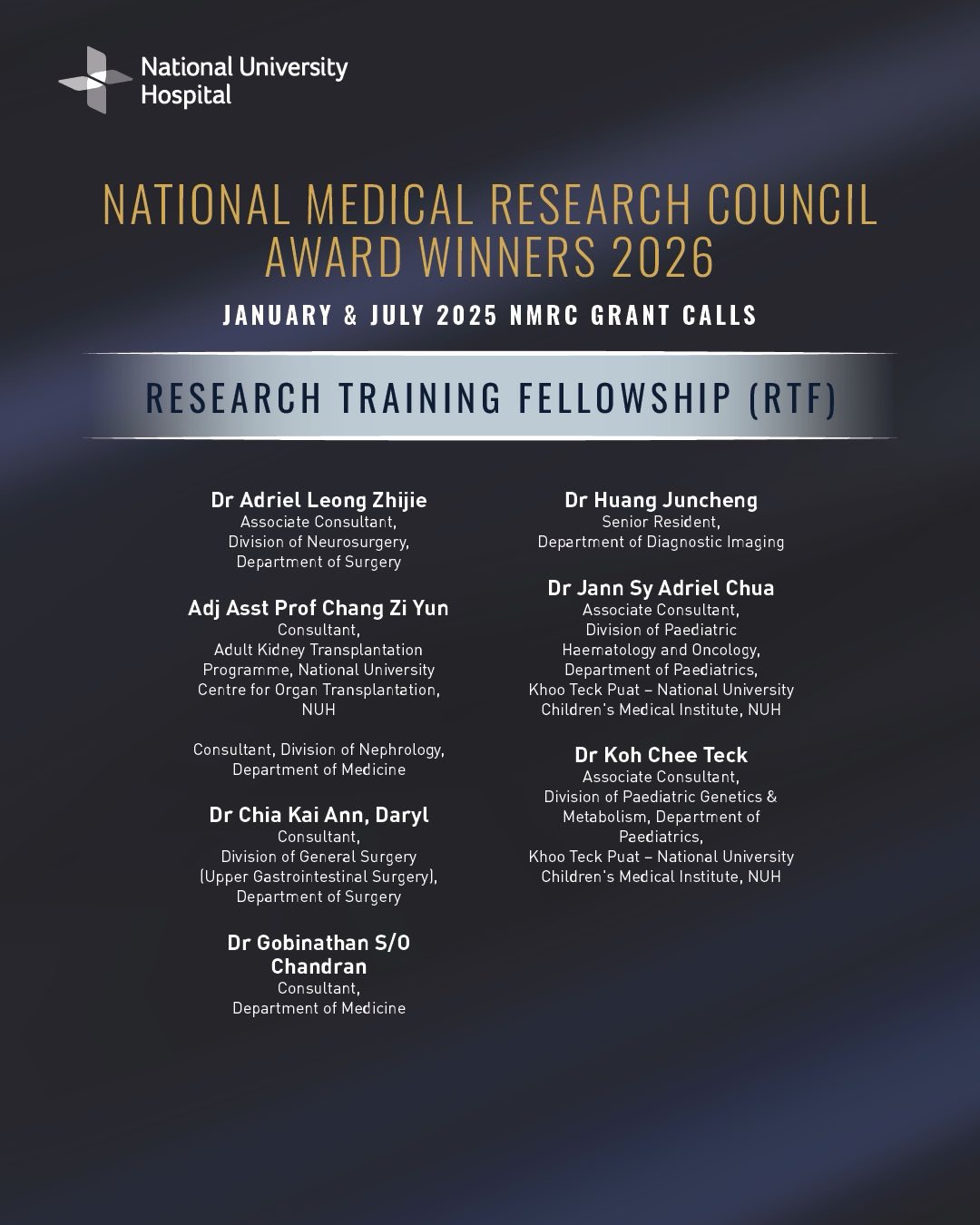NMRC 2026 - Research Training Fellowship (RTF)
